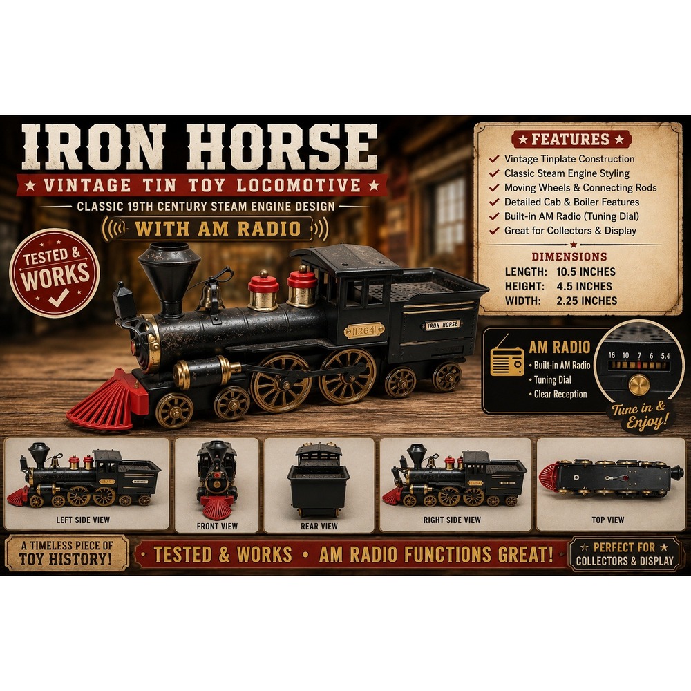 Vintage Iron Horse 1864 Locomotive AM Transistor Radio Japan TESTED WORKING